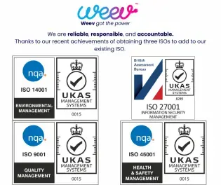 WEEV ACHIEVES 3 NEW ISO ACCREDITATIONS
